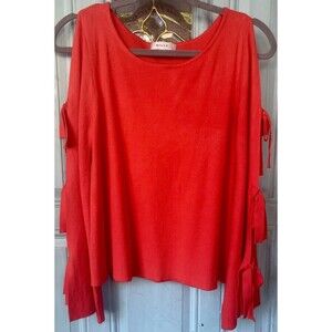 Milly Ladies Orange Sweater SzSm Lightweight Lace Up Sleeves Luxurious Rare
